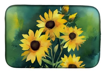 Kentucky Goldenrod in Watercolor Dish Drying Mat Absorbent Dish Drying Mat Pad for Kitchen Counter Dish Drainer Mat for Countertop, 14 x 21"