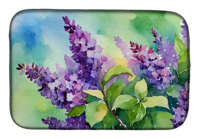 New Hampshire Purple Lilac in Watercolor Dish Drying Mat Absorbent Dish Drying Mat Pad for Kitchen Counter Dish Drainer Mat for Countertop, 14 x