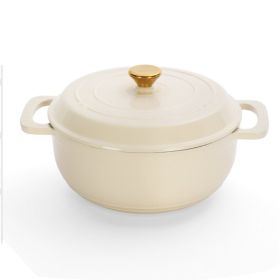 Cast iron 5QT cooking pot - ceramic white - comes with two silicone gloves - Enamel pot