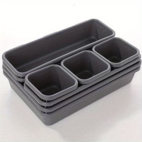 8pcs Home Drawer Organizer; Multipurpose Plastic Storage Box; Tableware Storage Container; Medicine Box; Office Supplies Storage & Organization; (Color: 1pcs Multifunctional Storage Box + Dark Gray)