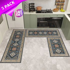 Kitchen Rug Sets 3 Piece with Runner Non Slip Kitchen Rugs and Mats Washable Kitchen Mats for Floor Thick Kitchen Floor Mat Carpet Runner Rugs fo (Default: default title)